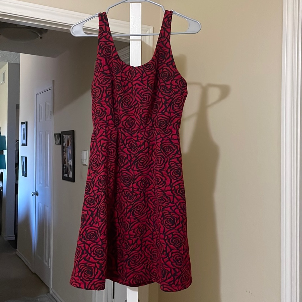 Black and red rose dress